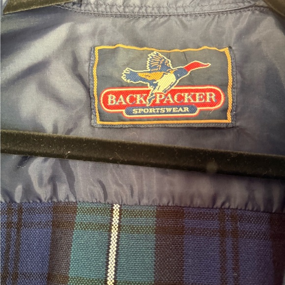 Vintage Navy and Green Flannel by Back Packer Sportswear 🦆 - Picture 3 of 5